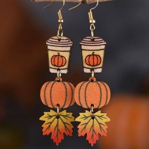 Pumpkin Spice Latte / Pumpkin / Autumn Leaf Earrings
